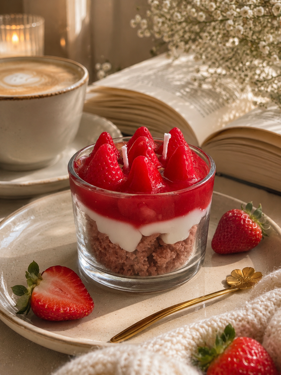 Lumânare mini desert Căpșuni